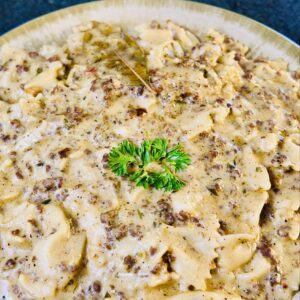 Farfalle Crémeuses à la Viande Hachée